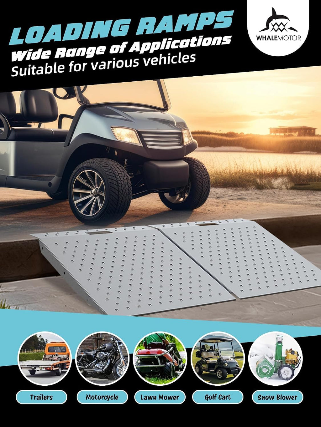 Shed Ramp, 29"L x 48"W Ramp for Shed Entrance, 1500LBS Capacity | 2PC, 1500LBS Capacity, Anti-Slip, Alloy Loading
