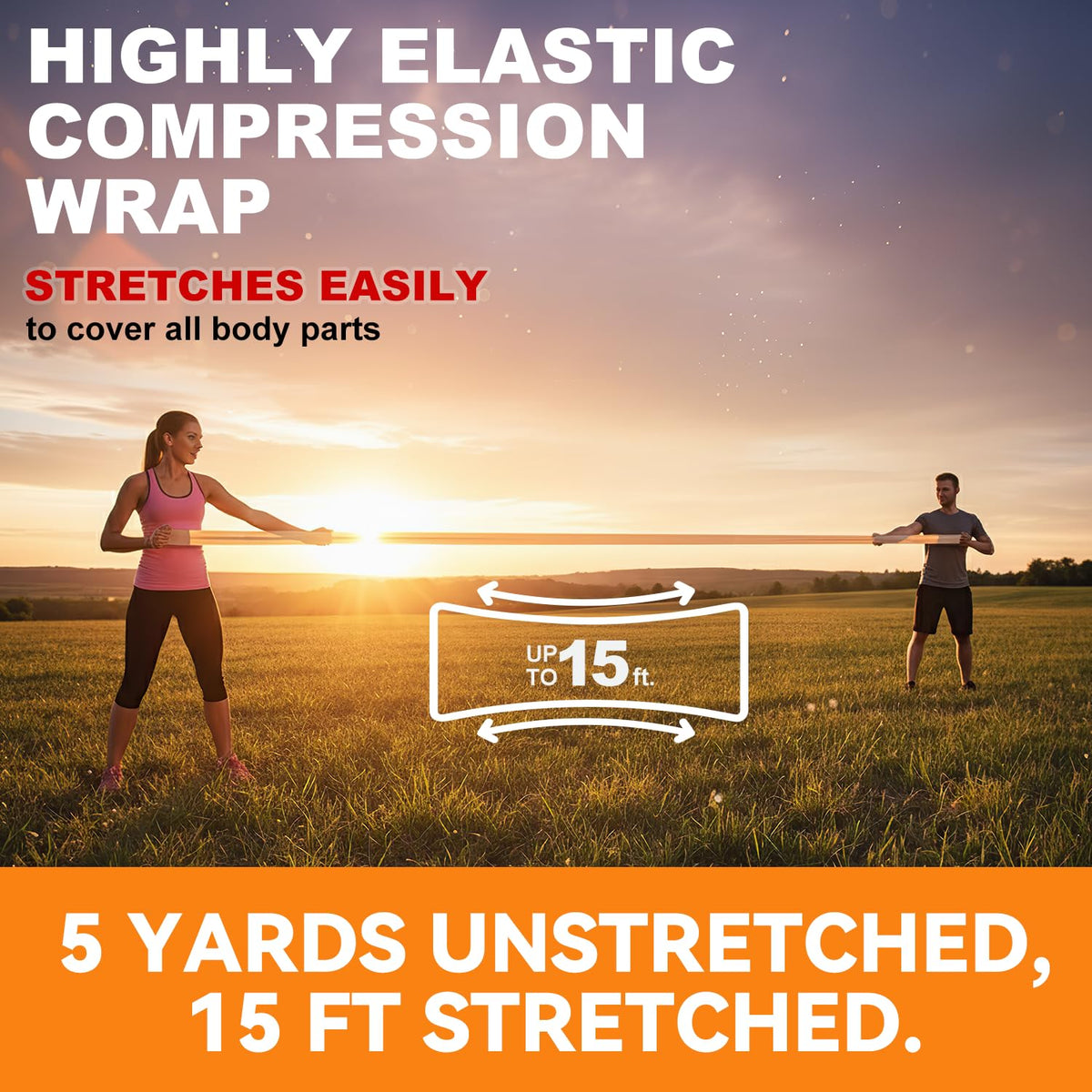 Premium Elastic Bandage Wrap 4" 12 Pack & 6" 4 Pack, Hoop & Loop