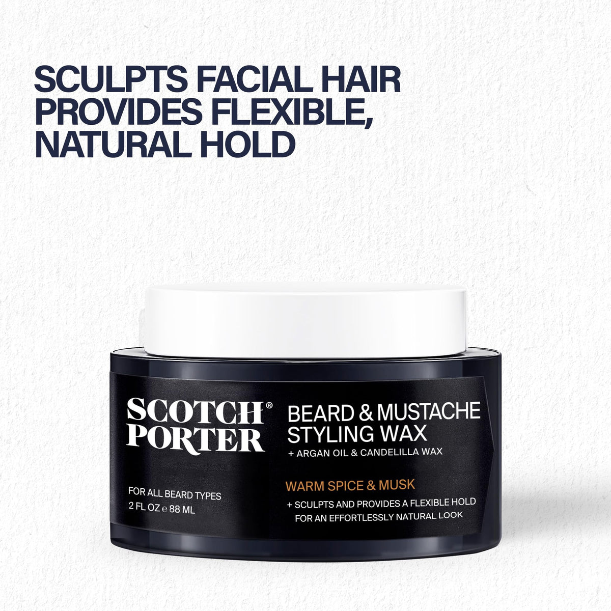 Beard & Mustache Styling Wax for Men - Medium, Flexible Hold