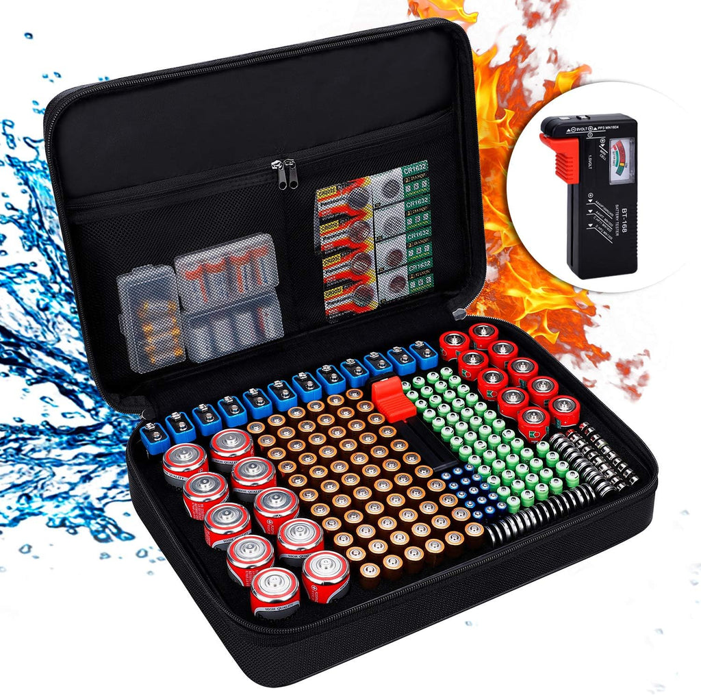 Battery Organizer Storage Box w/Tester,Protects Up to 220 Batteries |