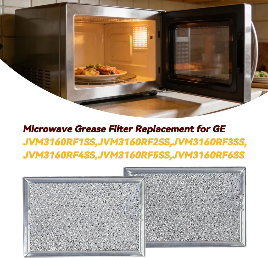 2-Pack Microwave Grease Filter Compatible with GE JVM3160RF1SS,JVM3160RF2SS, JVM3160RF3SS,JVM3160RF4SS, JVM3160RF5SS,JVM3160RF6SS
