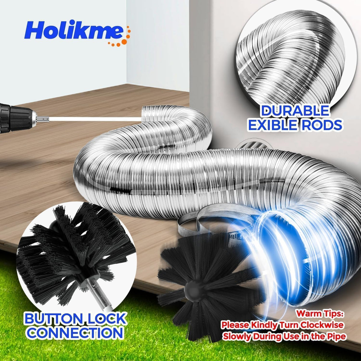 Dryer Vent Cleaner Kit - 20Ft Flexible Lint Brush for Deep Cleaning