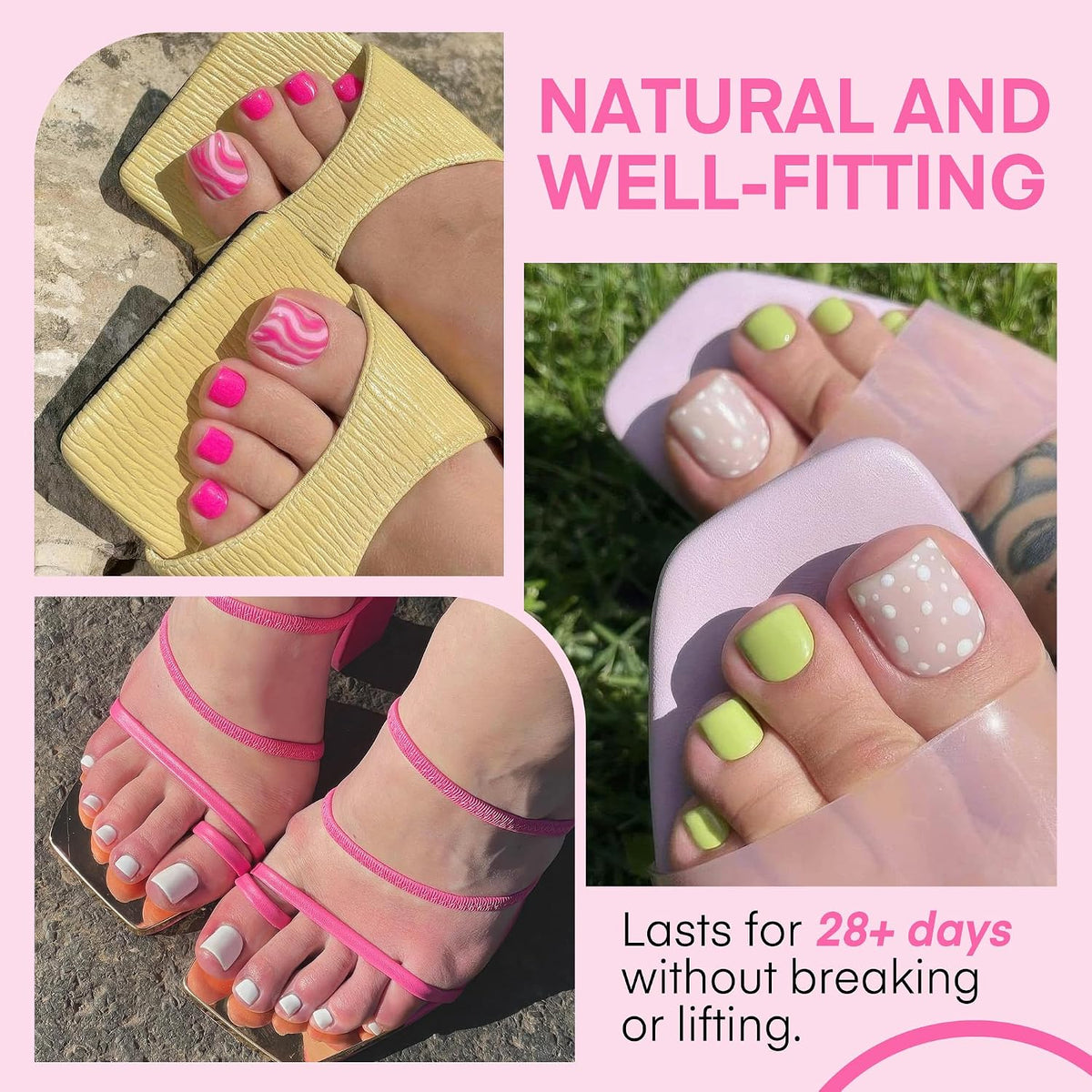 Toe Nail Tips 15 Sizes 216Pcs, Square Toe Nails fit Big Wide Toe
