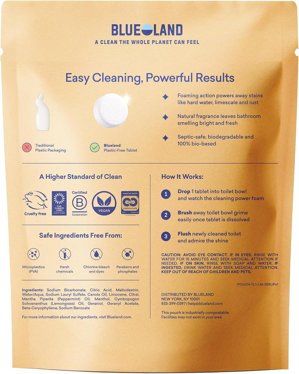 100% Plastic Free Toilet Bowl Cleaner Tablets, 28ct, Lemon Cedar