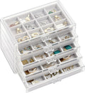 Earring Holder Organizer Jewelry Box with 5 Drawers, Acrylic Clear Earring Case with Adjustable Velvet Trays for