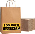 Large Brown Kraft Paper Bags 100 Pack 10x5x13 in with Handles