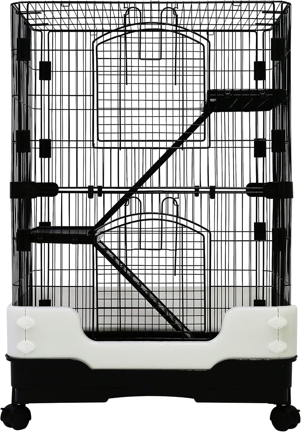 Rat Cage, Small Animal Cage for Ferret, Chinchilla, Guinea Pig | Lockable Wheels, Splash Guard, Easy-Clean Pull-Out