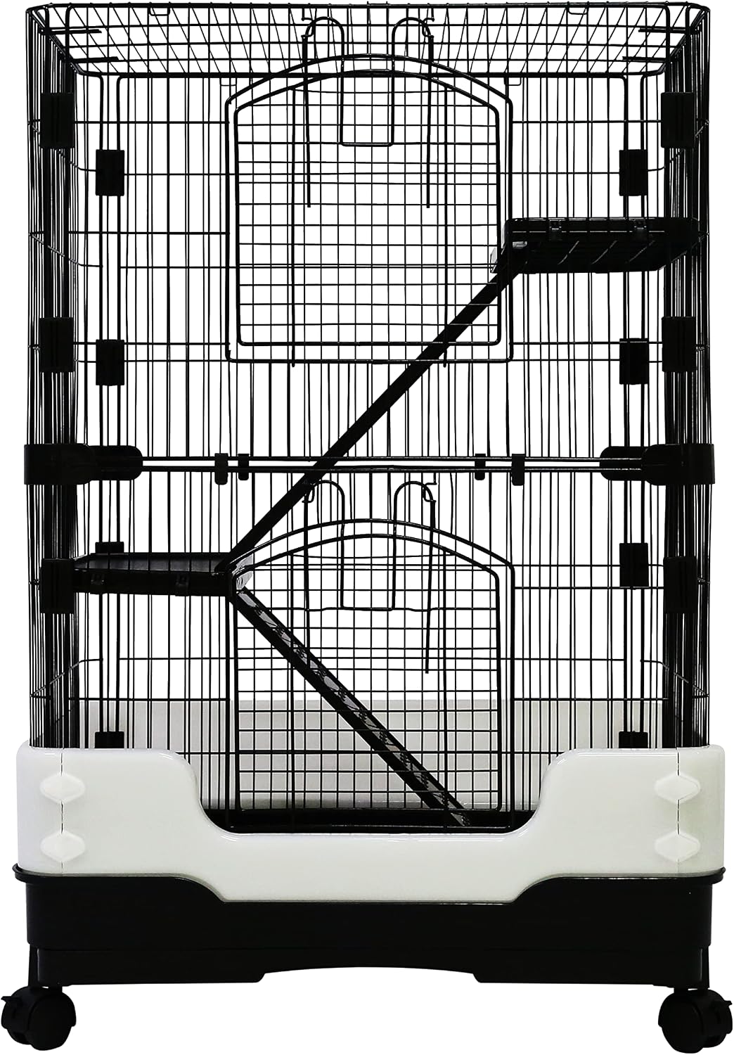 Rat Cage, Small Animal Cage for Ferret, Chinchilla, Guinea Pig | Lockable Wheels, Splash Guard, Easy-Clean Pull-Out