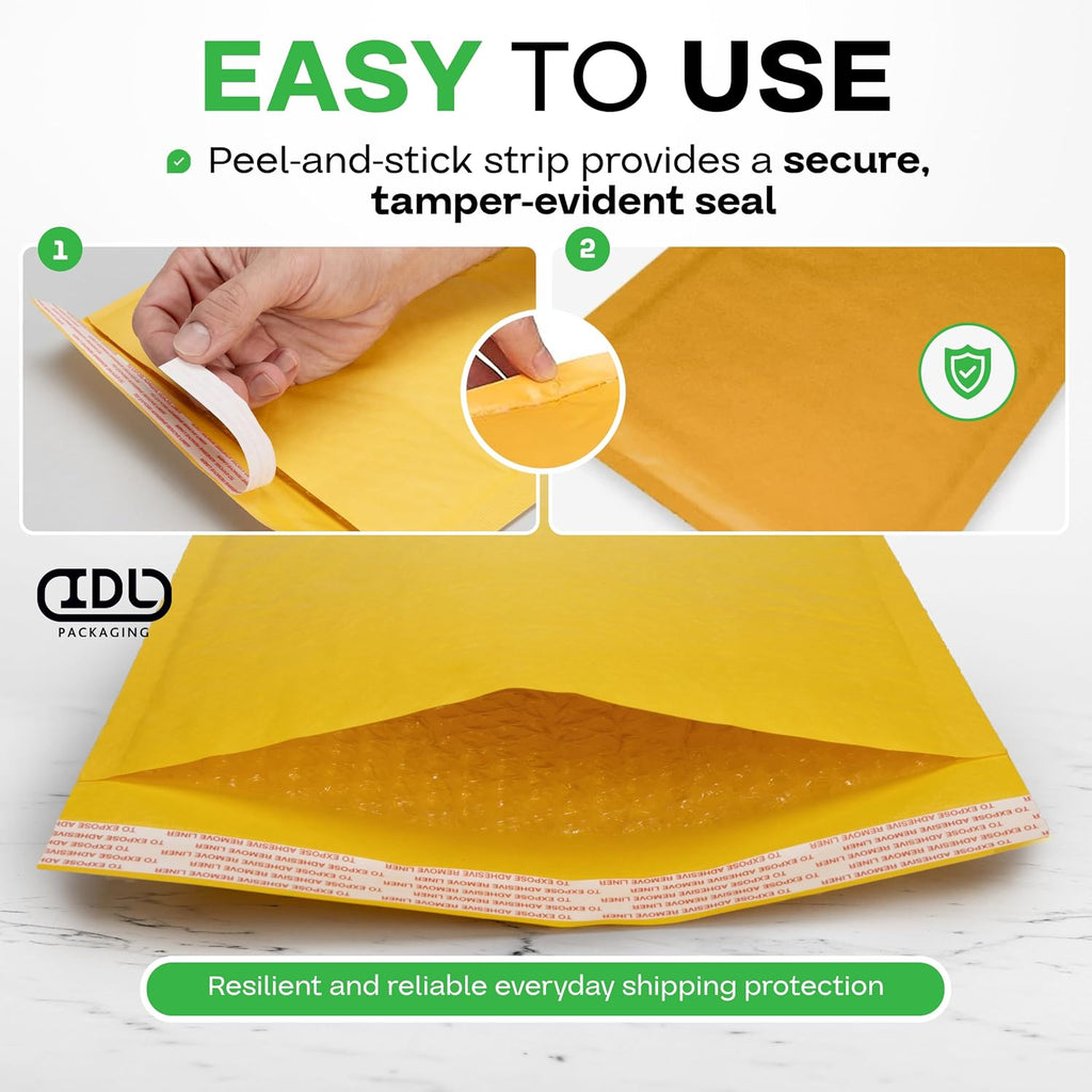 Kraft Bubble Mailers 9.5" x 14.5", Pack of 30 - USA-Made Heavy-Duty Padded Envelopes for Retail Shipping - Large