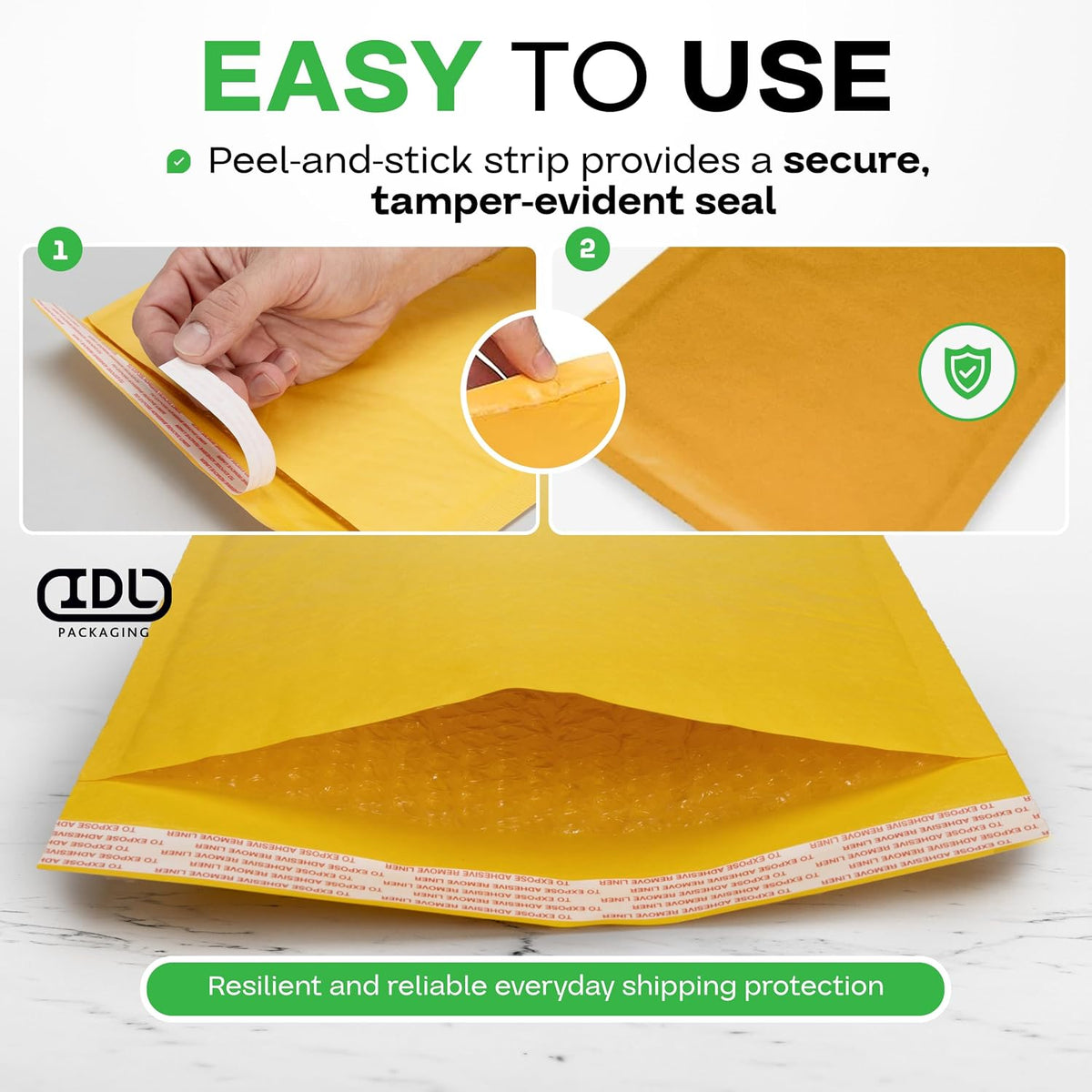 Kraft Bubble Mailers 9.5" x 14.5", Pack of 30 - USA-Made Heavy-Duty Padded Envelopes for Retail Shipping - Large