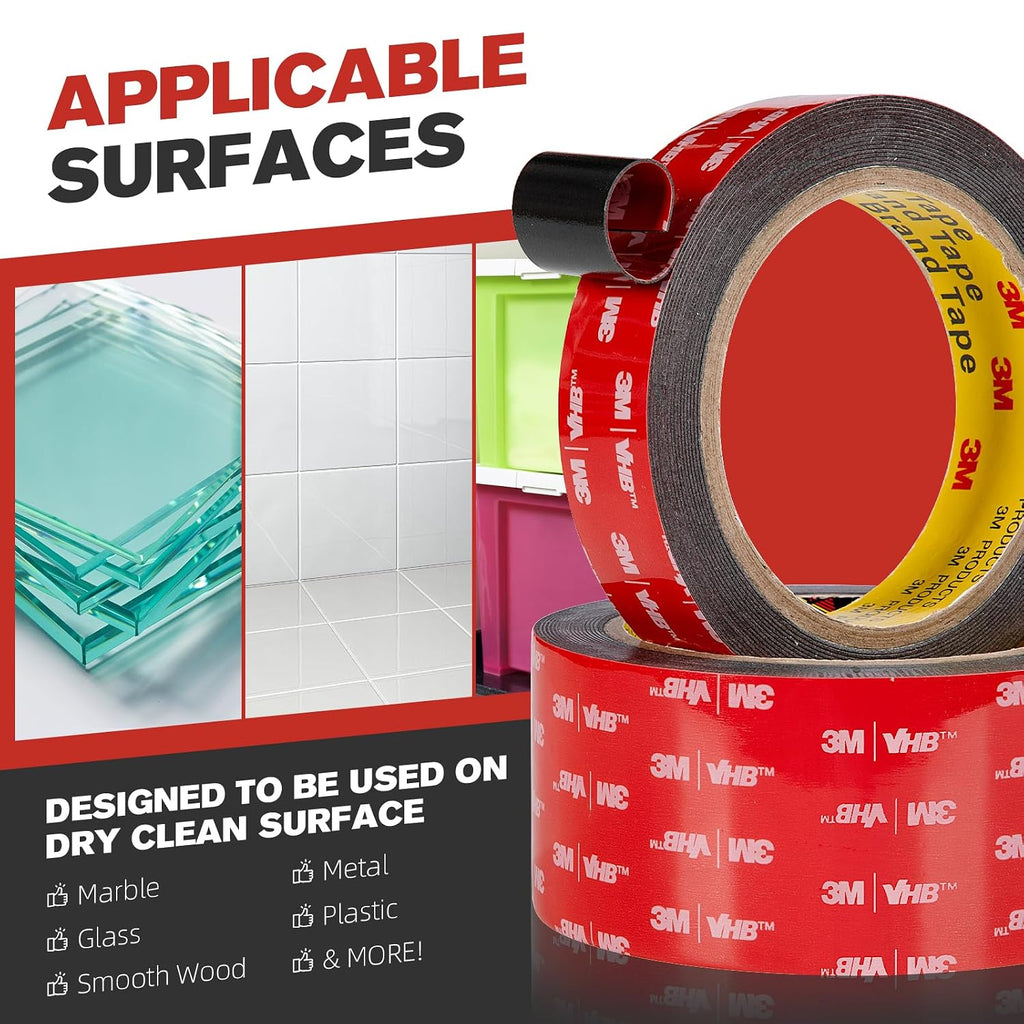 Double Sided Tape Heavy Duty 0.39" Mounting Tape VHB 5925 Black