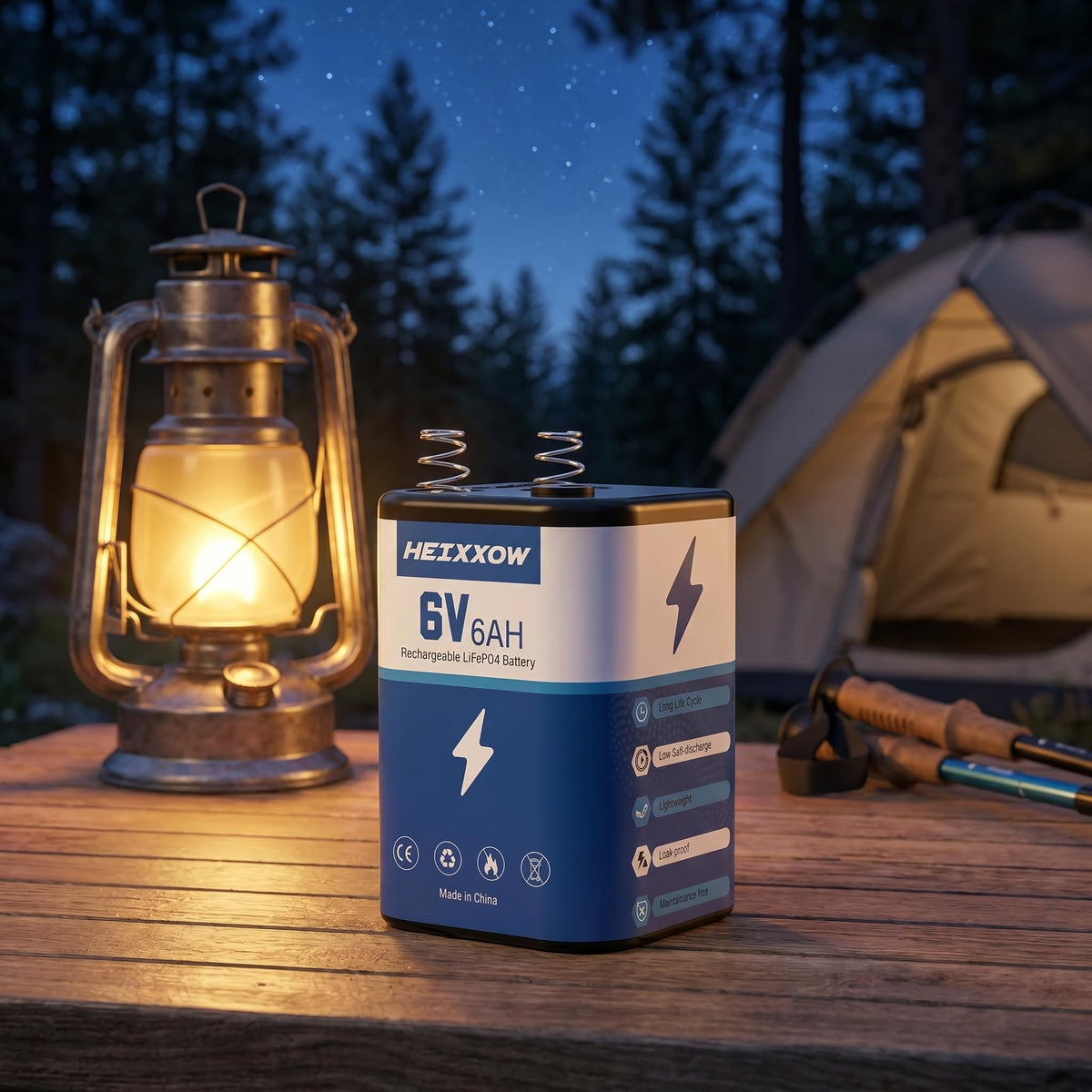 6V Lanterns Rechargeable LiFePO4 Battery 2 Pack with Charger