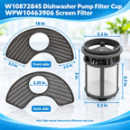 2 Pack Dishwasher Filter Kit for Whirlpool WDP350PAAW0