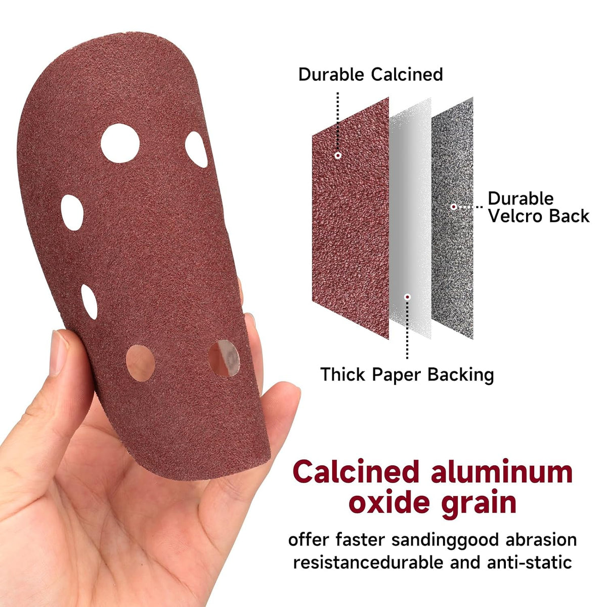 100PCS 5 Inch Sanding Discs 80 Grit Sandpaper for Orbital Sander