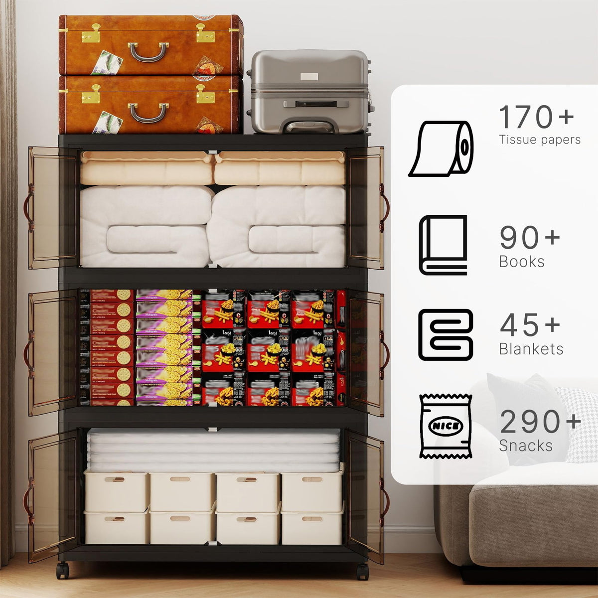 840QT Extra Large Stackable Storage Bins with Lids & Wheels