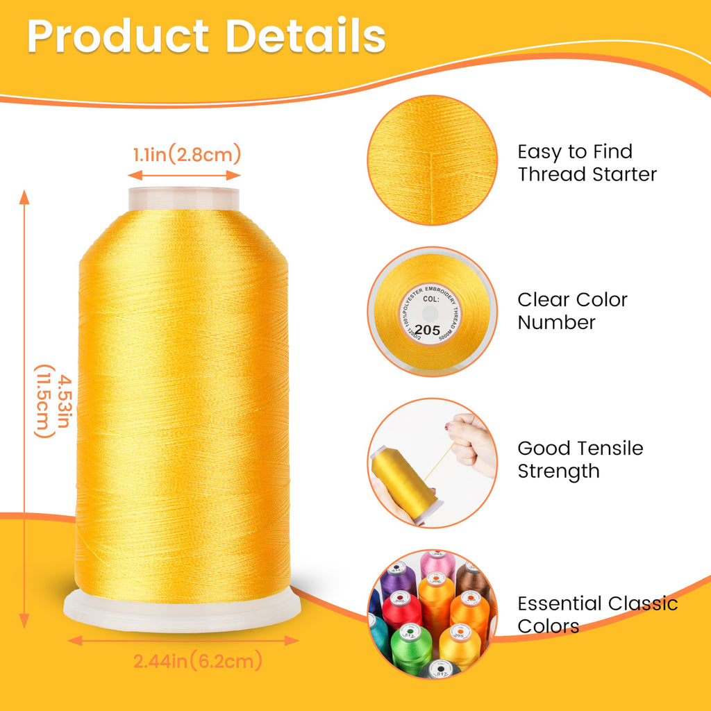 15 Colors Huge Spools Polyester Embroidery Machine Thread