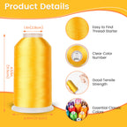 15 Colors Huge Spools Polyester Embroidery Machine Thread