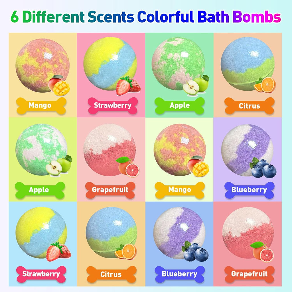 Bath Bombs for Kids with Surprise Inside, 12pcs Bath Bombs with Toys, Organic Colorful Bubble Bath Fizzy Ball