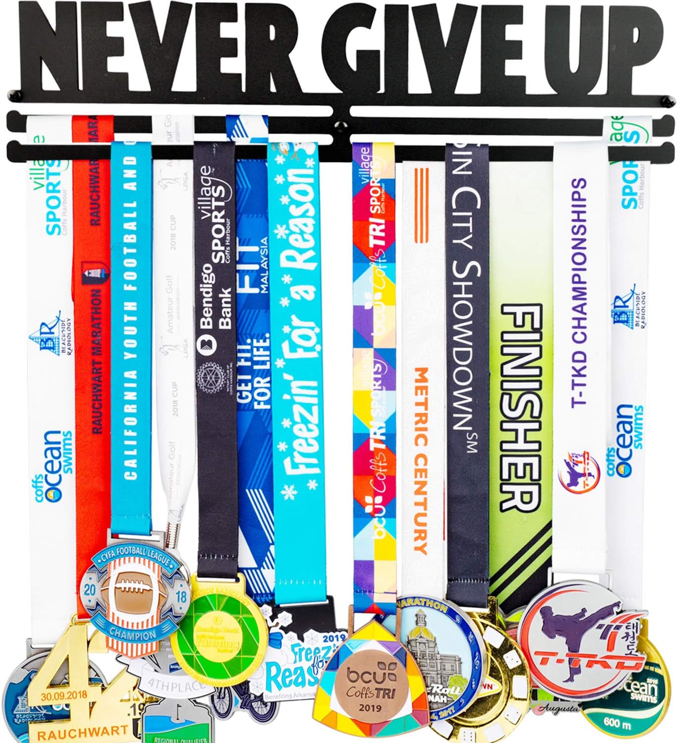 Medal Holder Display Hanger Rack Frame for Over 40 Medals-Sports Medal Hanger and Ribbon Display Holder Rack with