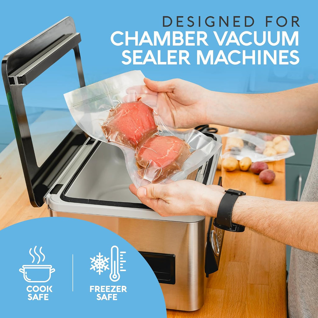 Chamber Vacuum Sealer Bags – Heavy Duty, BPA-Free, Pre-Cut Chamber Vacuum Bags for Food Preservation, Freezer