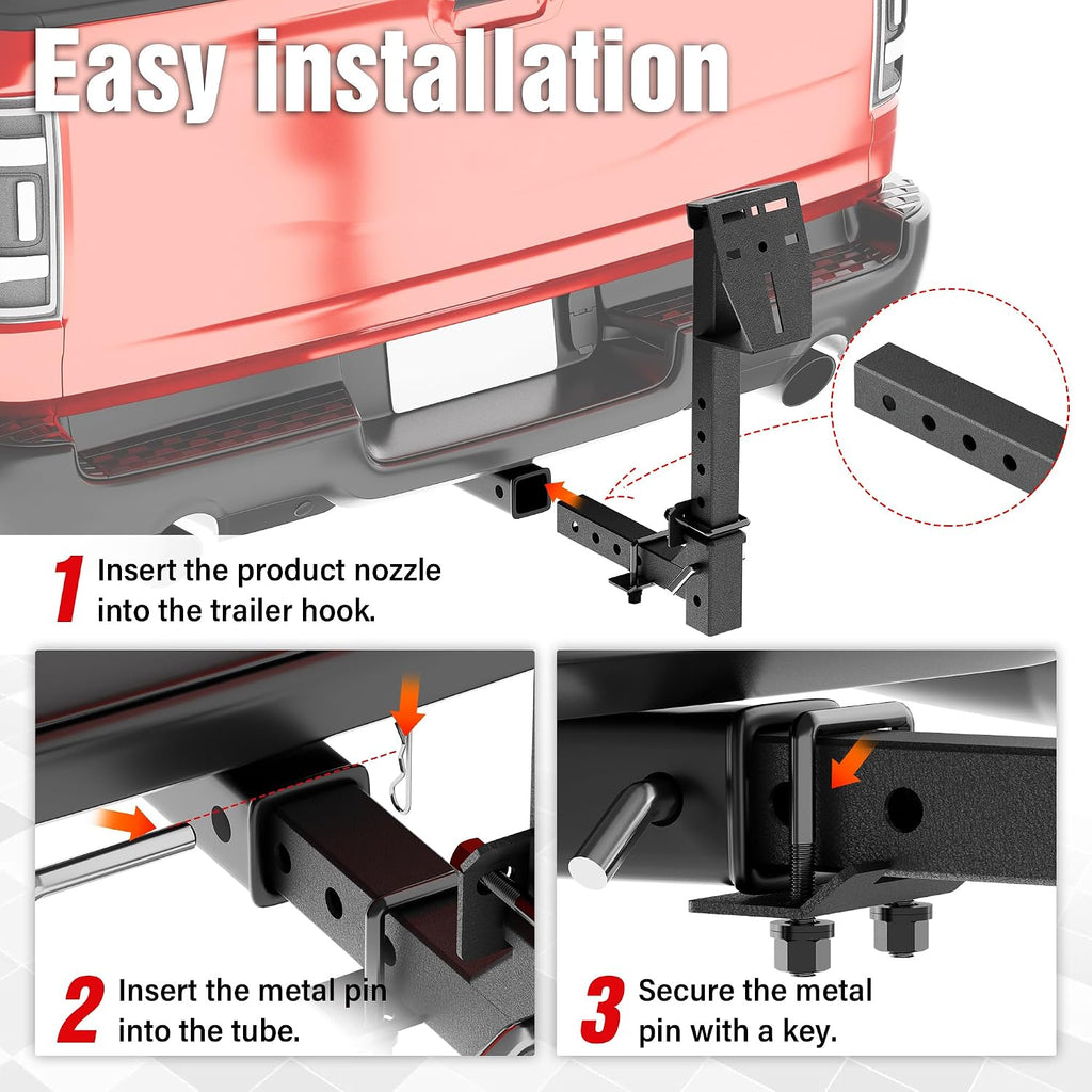 EYOHZ Hitch Mounted Spare Tire Carrier, Universal Adjustable Spare Tire Mount for 2 Inch Receiver, Fits 4/5/6/8 Lug