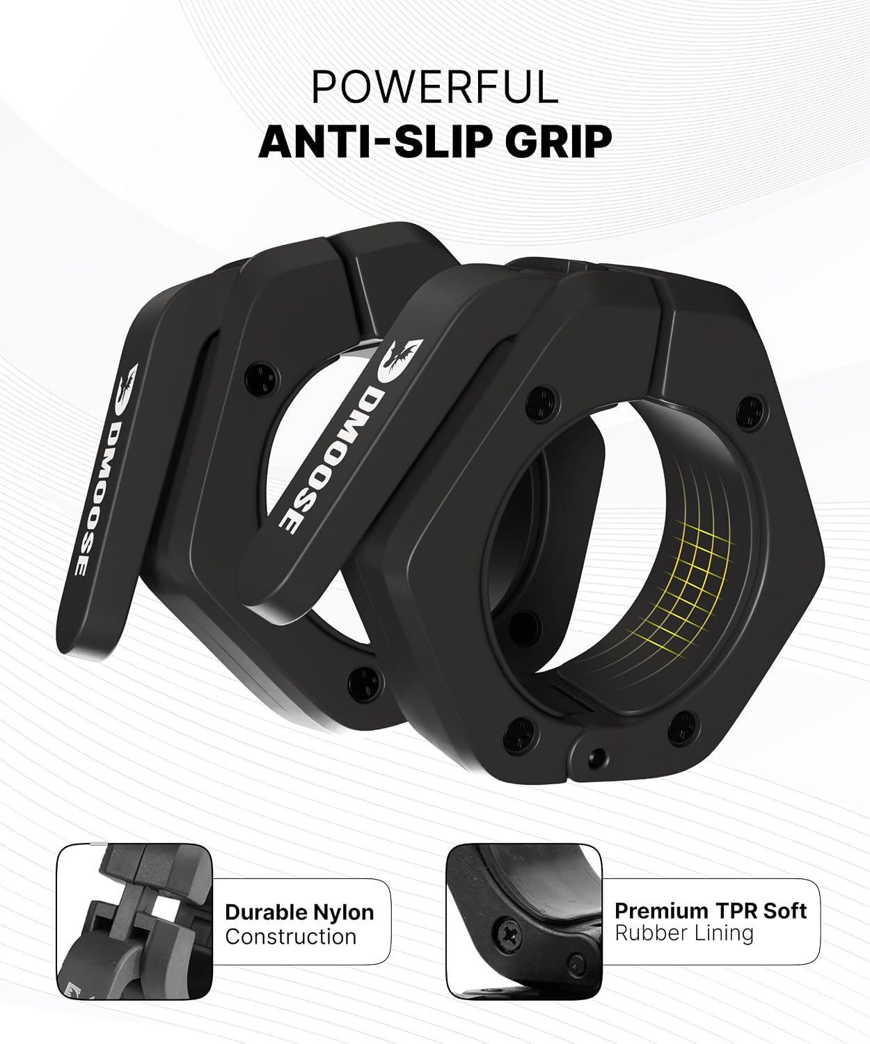 Barbell Clips 2 Inch (Pair) - Quick Release Olympic Barbell Clamps & Collars with Anti Slip TPR Grip for Secure