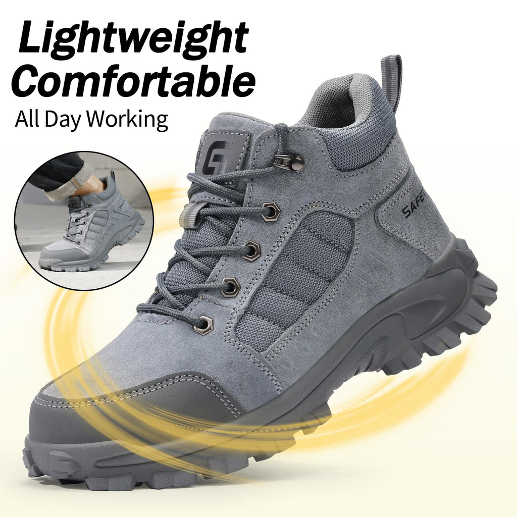 Men's Steel Toe Work Boots, Puncture Resistant, Mid-Ankle