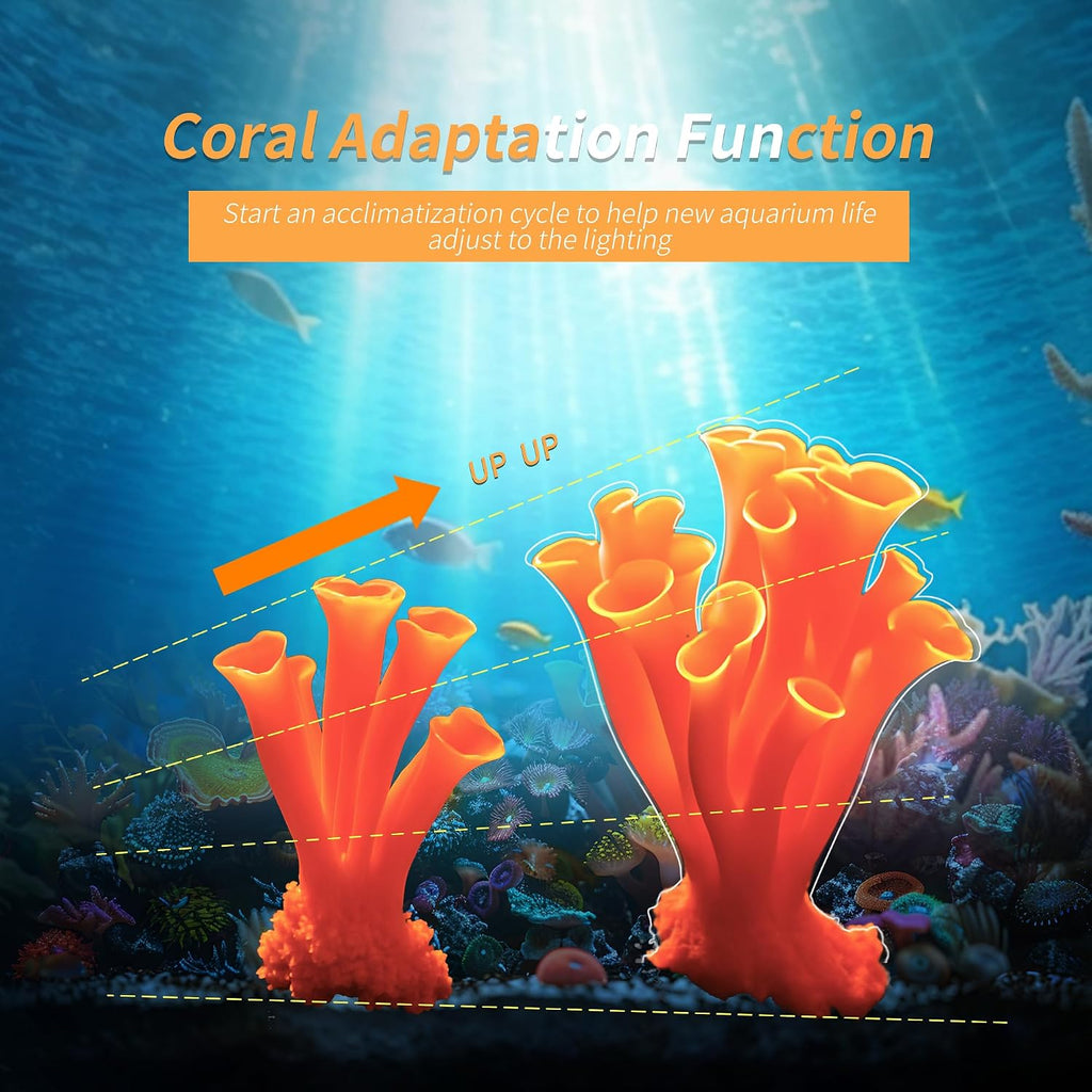 Aquarium Light APP Controlled 2nd Gen Coral Light with Lightning Simulation, New Coral Adaptation Mode, Light
