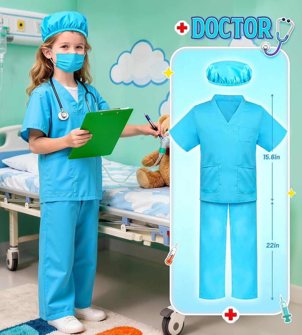 Dress Up Clothes for Kids Pretend Role Play Costumes Trunk | Toddlers Dress Up Costumes with Fireman Police Doctor