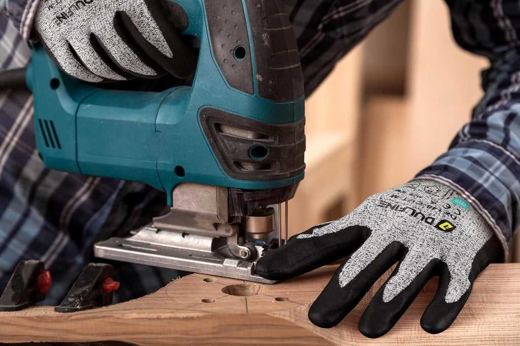 A3/A4/A9 Cut Resistant Work Gloves for Men Women,Touchscreen Foam Nitrile Coated,Ideal for Glass Cutting Wood Carving