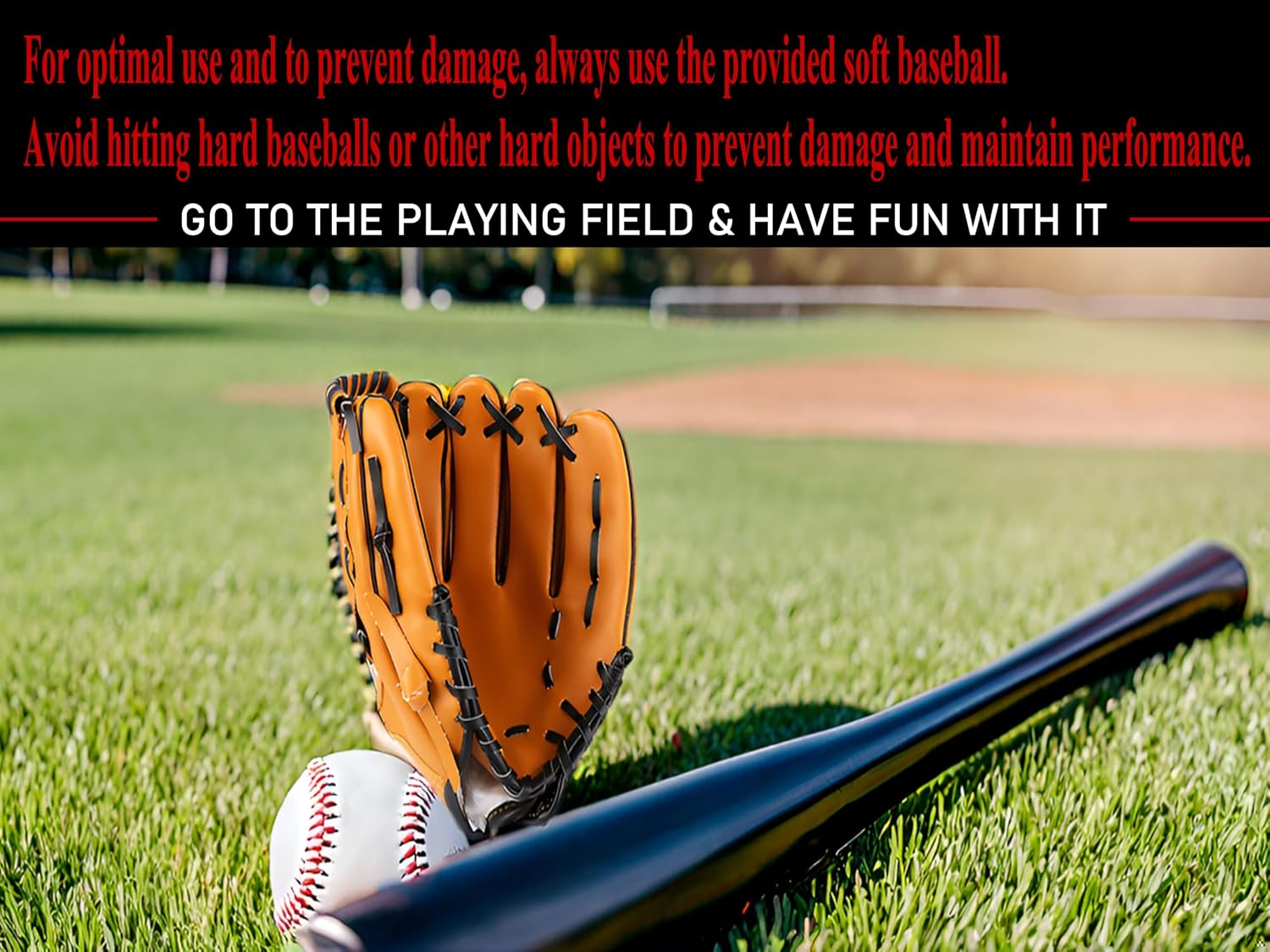 Softball Baseball Bat Set with Glove and Balls - 25 Inch/63cm Aluminum Bat for Pickup Games and Batting Practice