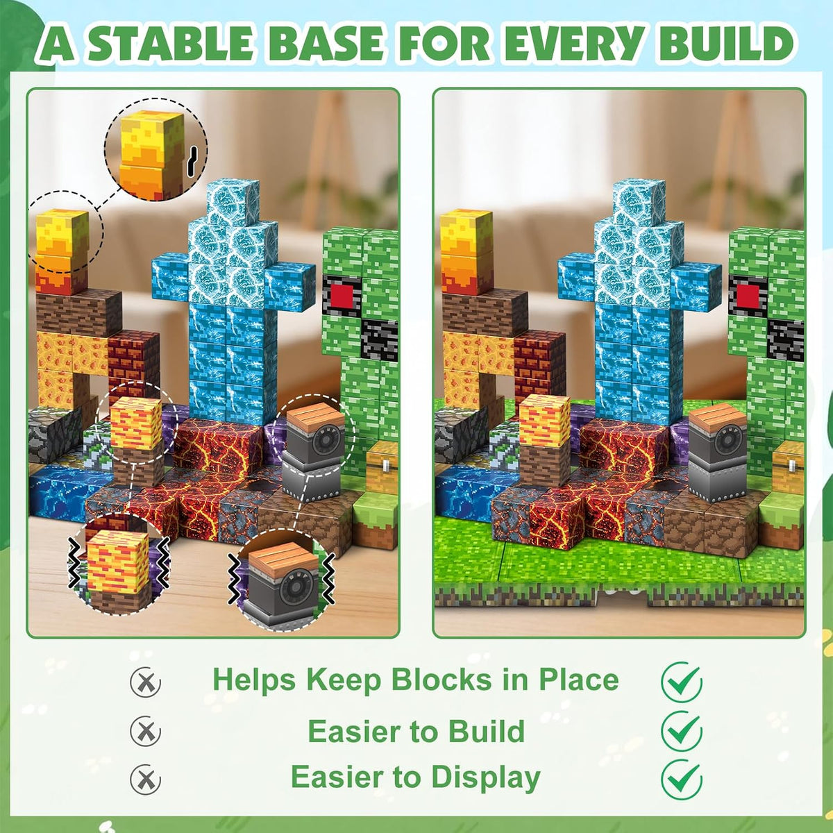 Magnetic Blocks Baseplate for Magnetic Building Blocks Placing, 8PCS