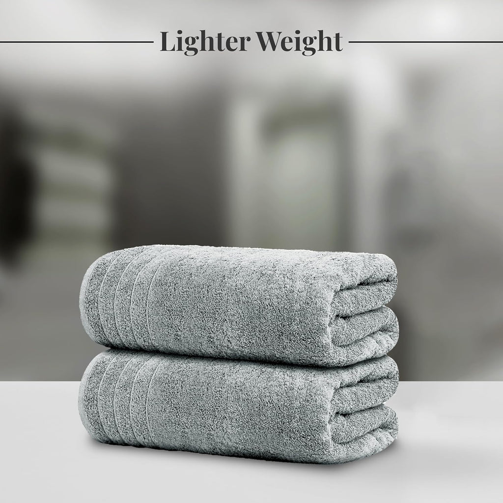 8 Piece Towel Set, 2 XL Bath, 2 Hand, 4 Washcloth, Cool Grey | 100% Cotton, Lighter Weight, Quicker to Dry, Super