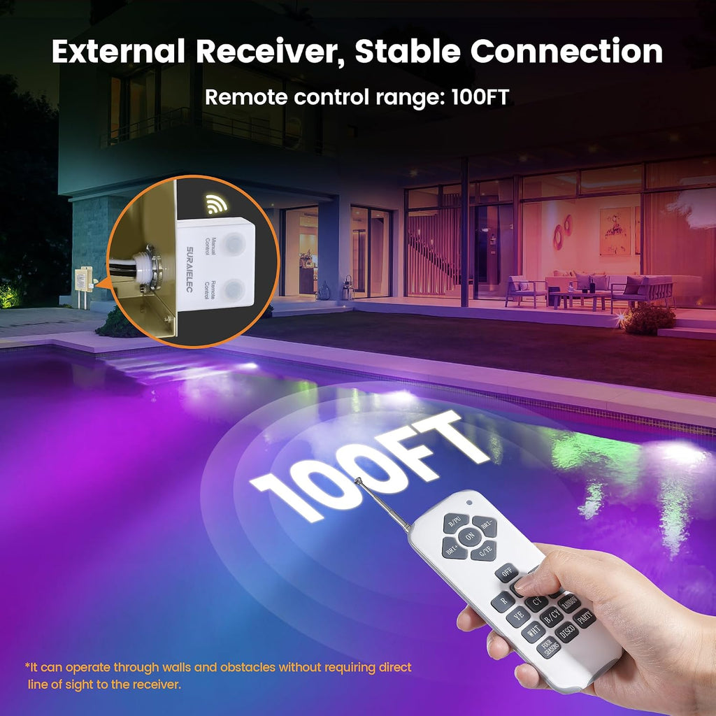 12V AC Pool Lights for Inground Pool, 10 Inch, Color Changing | Remote Control LED Pool Light, 35W LED, 300W
