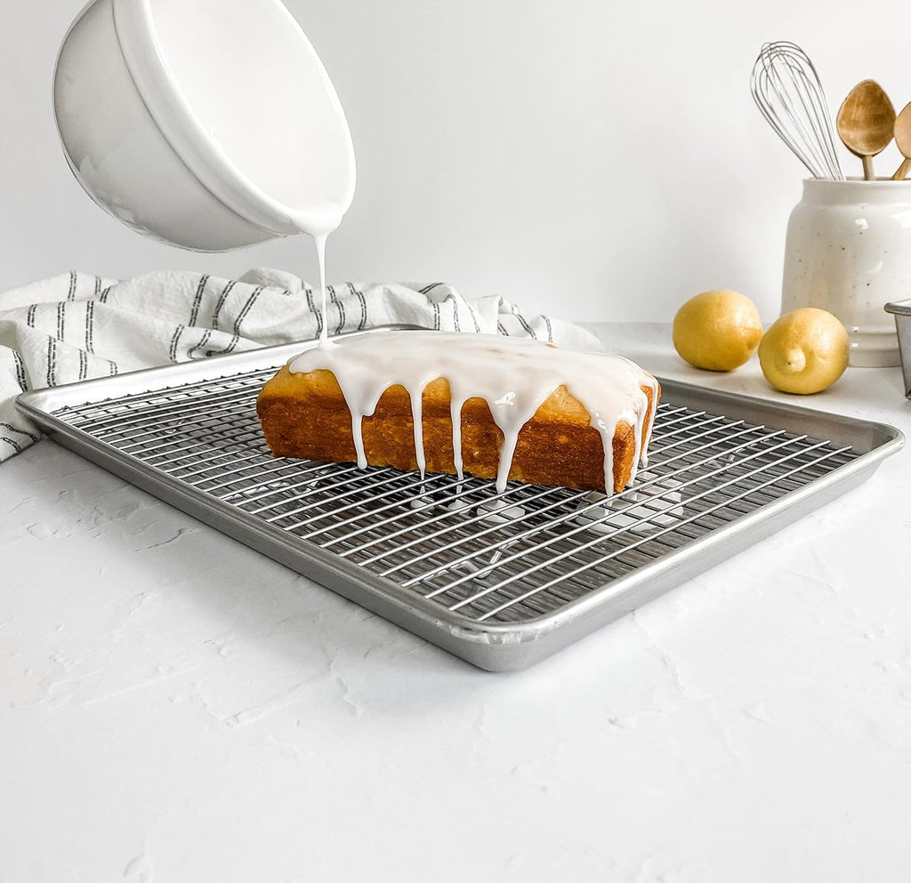 1607CR Bakeware Extra Large Sheet Baking Pan and Bakeable Nonstick Cooling Rack Set, XL, Metal