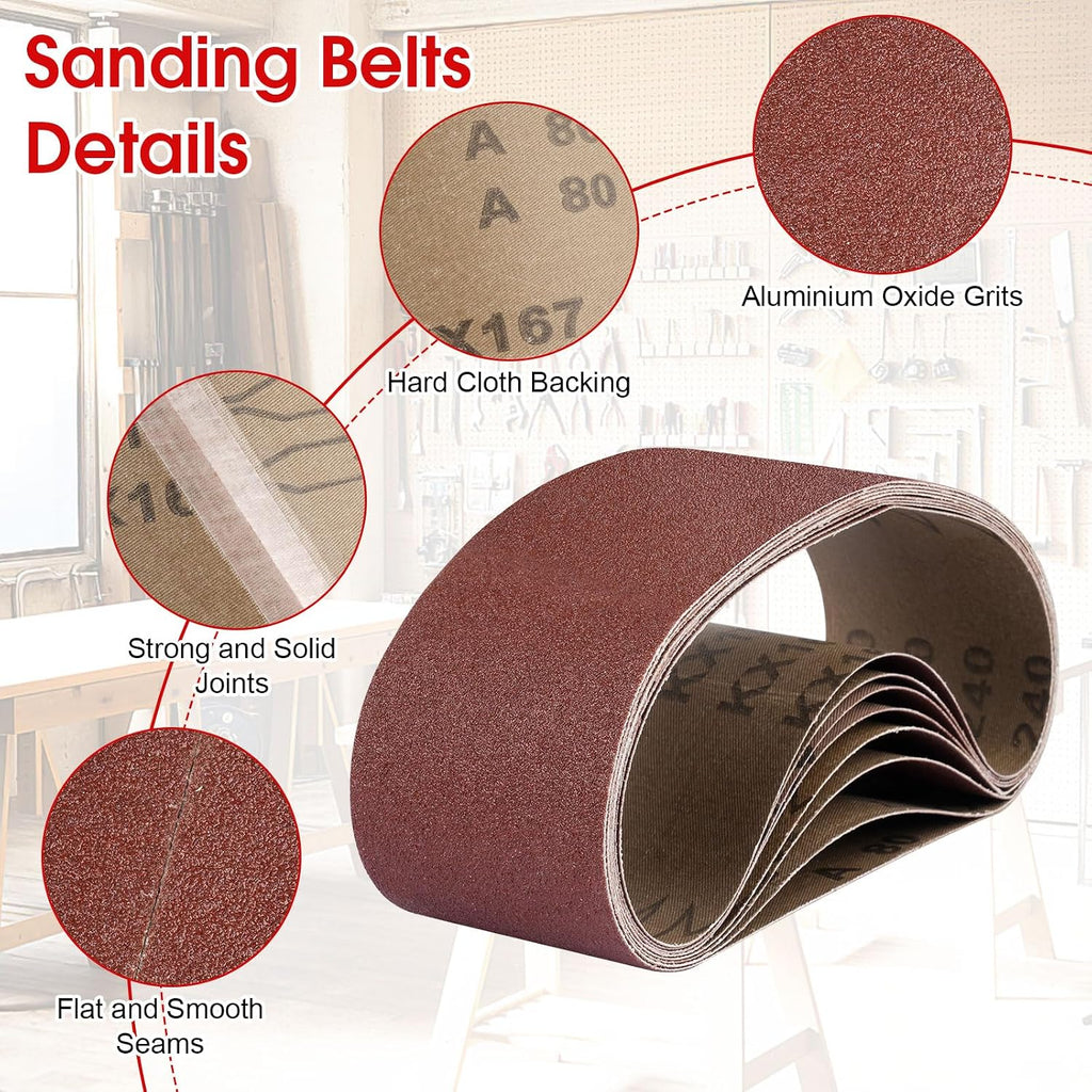 8 Pcs Belt Sander Paper, 3x21 Belt Sander Sanding Belts Sanding Belt