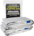 Mylar Emergency Thermal Blanket Sleeping Bag for Survival (2 Pack), Thick Reusable Mylar Space Blankets Bulk 84"L x