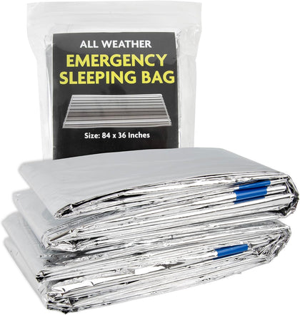 Mylar Emergency Thermal Blanket Sleeping Bag for Survival (2 Pack), Thick Reusable Mylar Space Blankets Bulk 84"L x