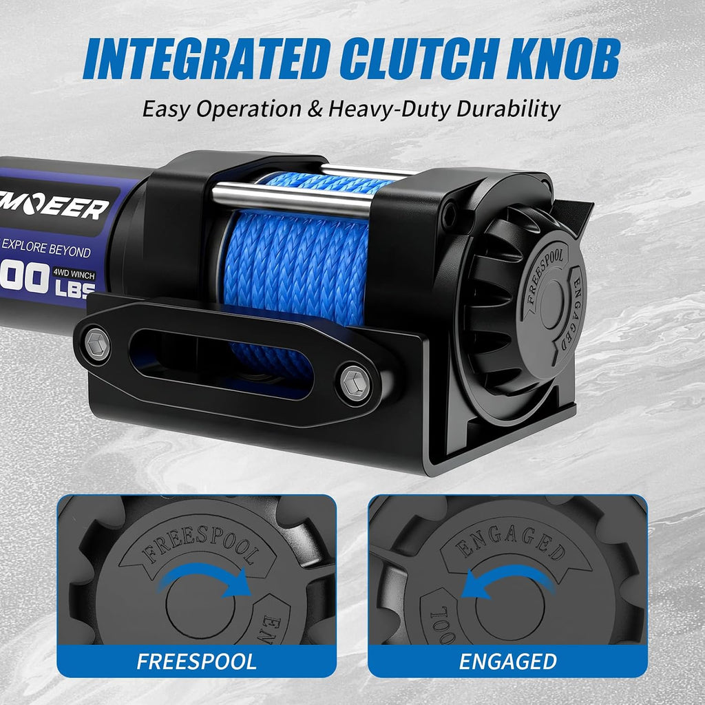 New 3500 lbs ATV Winch with Synthetic Rope & Wired Remote
