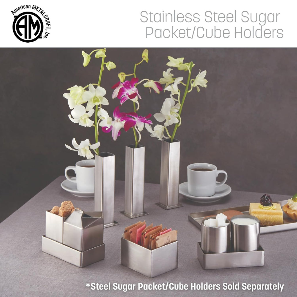 SSPH4 Stainless Steel Rectangular Sugar Packet Holder, 2.75" L x 3.25" W, Satin Finish , Silver