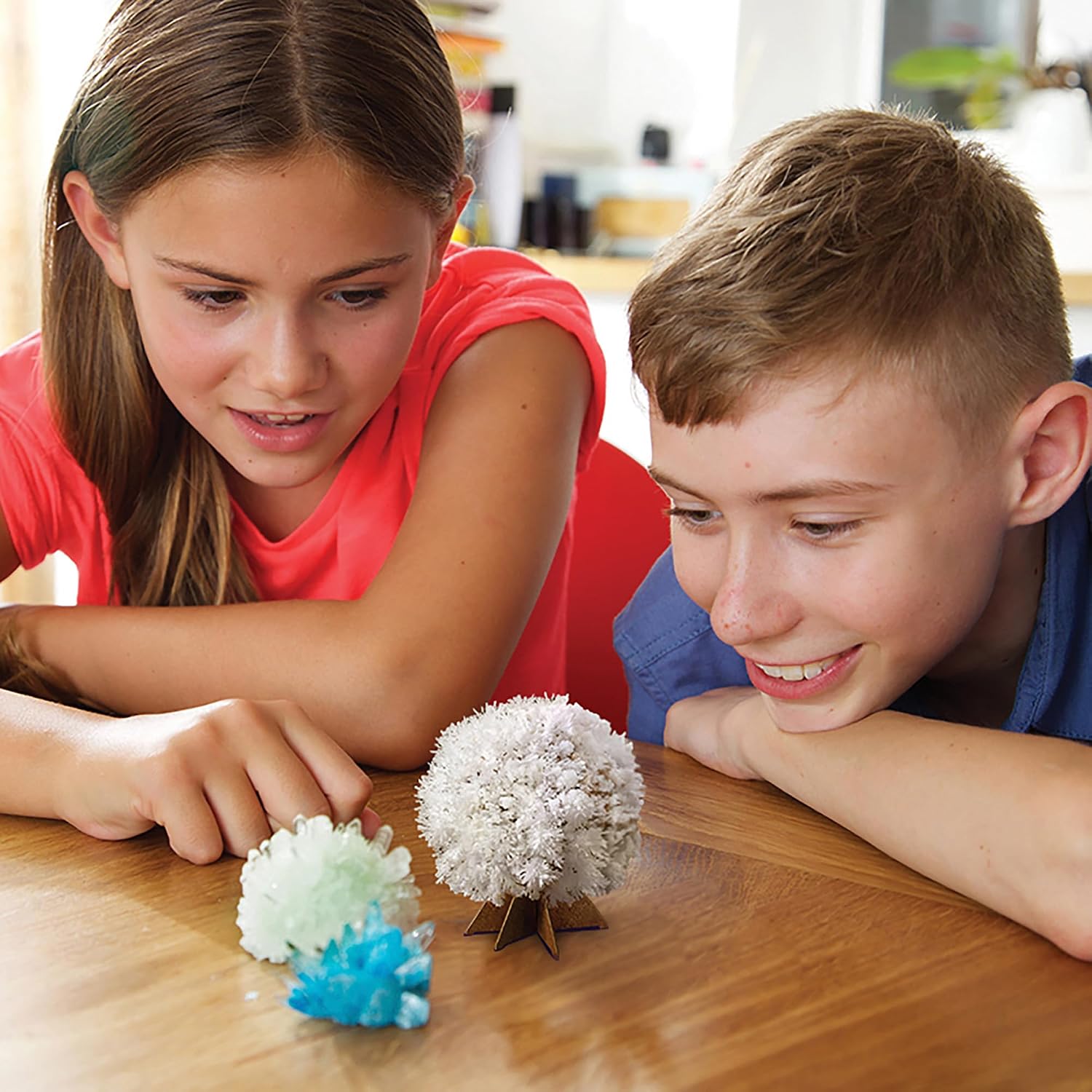 KidzLabs Crystal Science Kit - Grow 3 Crystals, STEM Chemistry DIY Set | Includes aquamarine, glow-in-the-dark moon