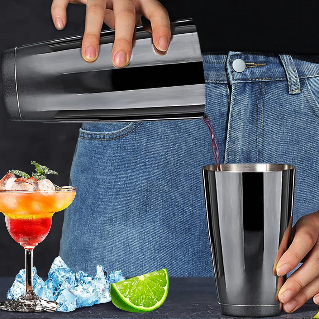 Stainless Steel Boston Shaker - 2-piece 18oz & 28oz Professional Bartender Cocktail Shaker Bartender Shaker Kit