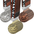 36 Pcs Halloween Pumpkin Medals Bulk 2 Inch Metal Halloween Awards Medals Pumpkin Trophy with Neck Ribbons, Gold