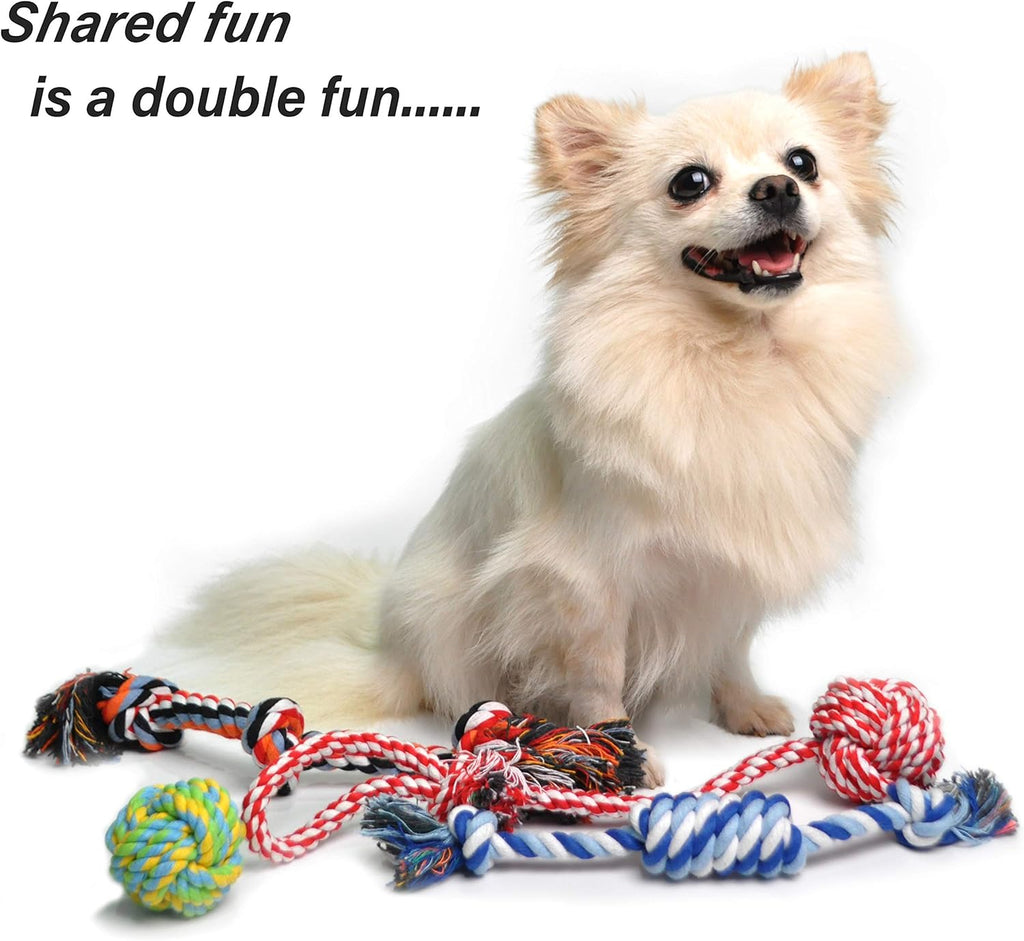 Dog Rope Toys 4 Pack, Puppy Teething Sturdy Cotton Chew Tug Ropes Indoor/Outdoor, Exercise Interactive Tug O'War Toys