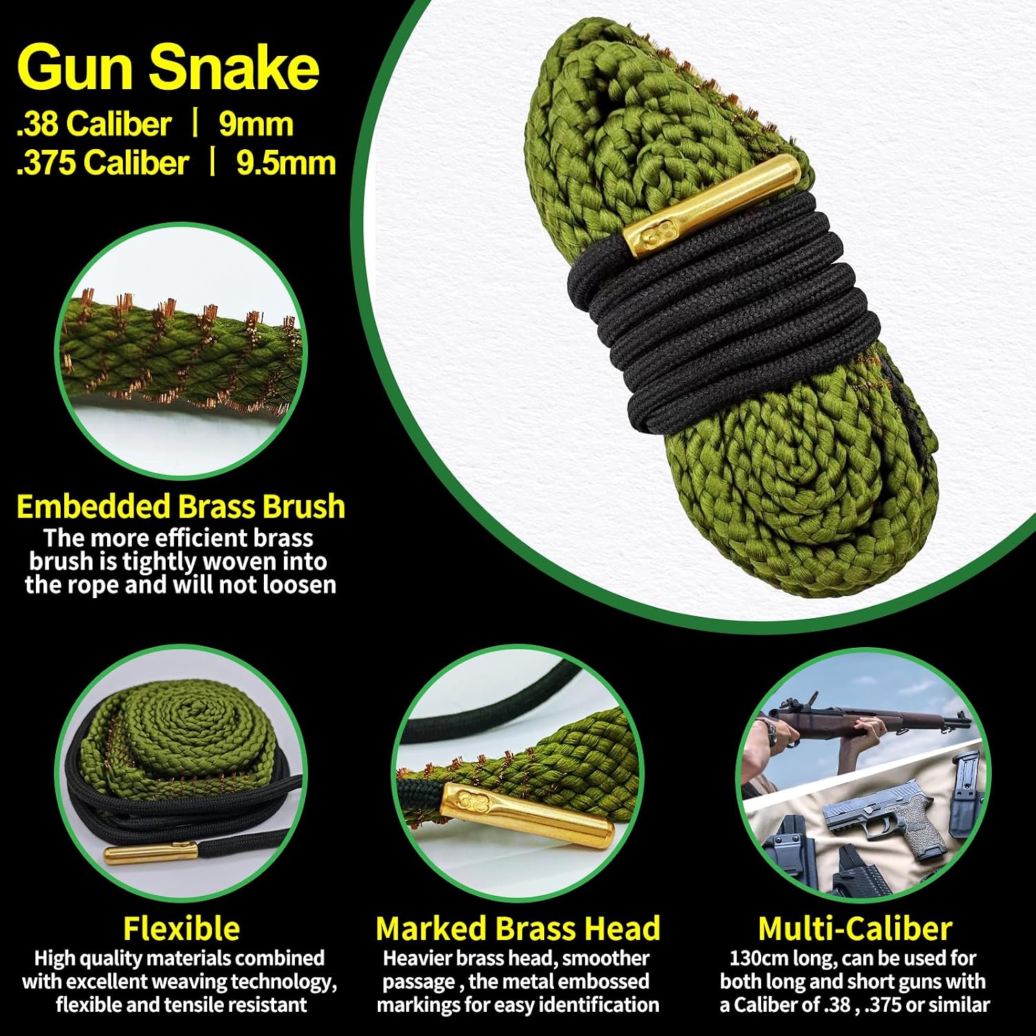 Bore Cleaner CLP Oil Needle+Spray,Gun Cleaning Kit for 12Ga / 5.56 / 9mm Gun Cleaning Snake,Gun Cleaning Supplies