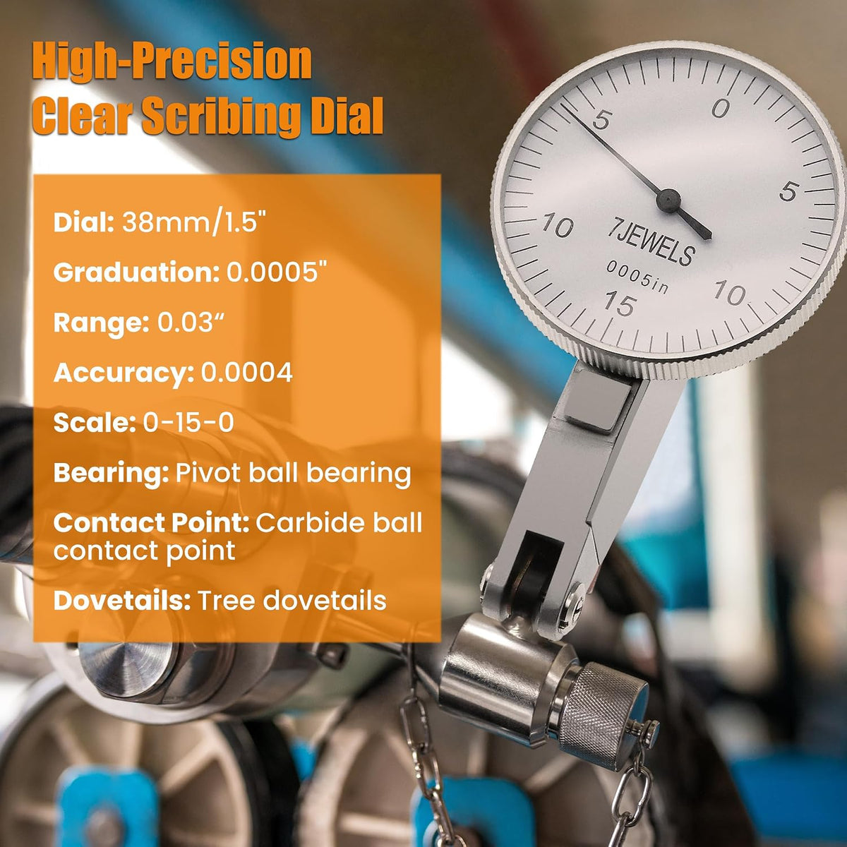 Dial Indicator 0.0005 Brass Test Indicator for Engineer Measurement
