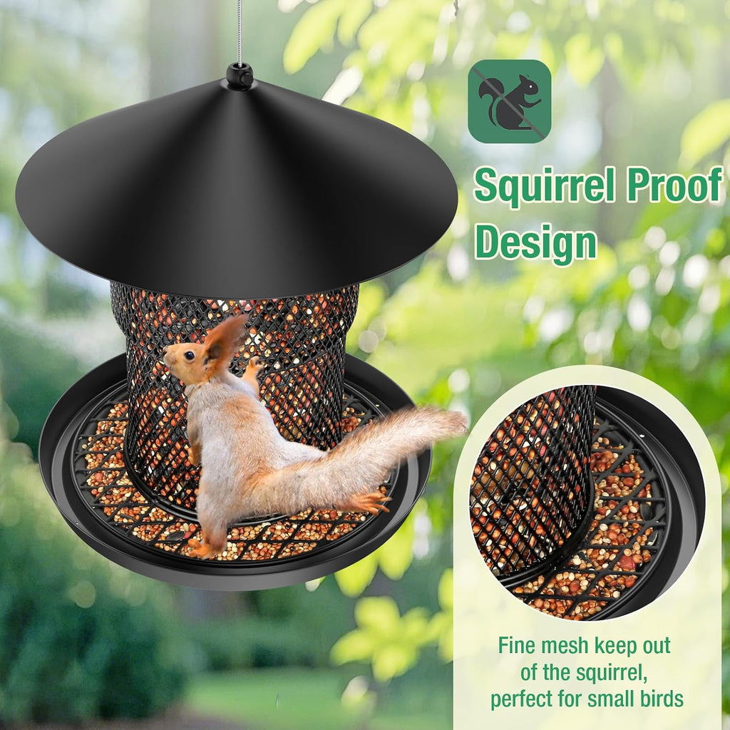 Bird Feeder for Outdoor, 3.6LB All Metal with Roof, Chew Proof