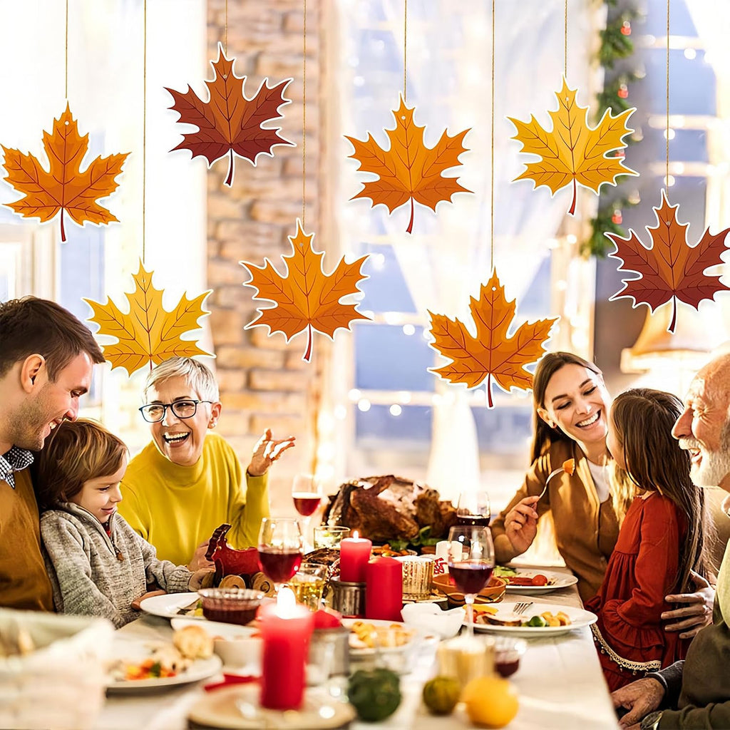 Fall Thanksgiving Hanging Swirls Decoration Big Maple Leaf Hanging Foil Swirls Ceiling Decor for Thanksgiving Party