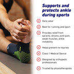 Ankle Compression Sleeve Sports – Active – Ankle Compression Sleeve for Running - Lightweight, Elastic, Helps with