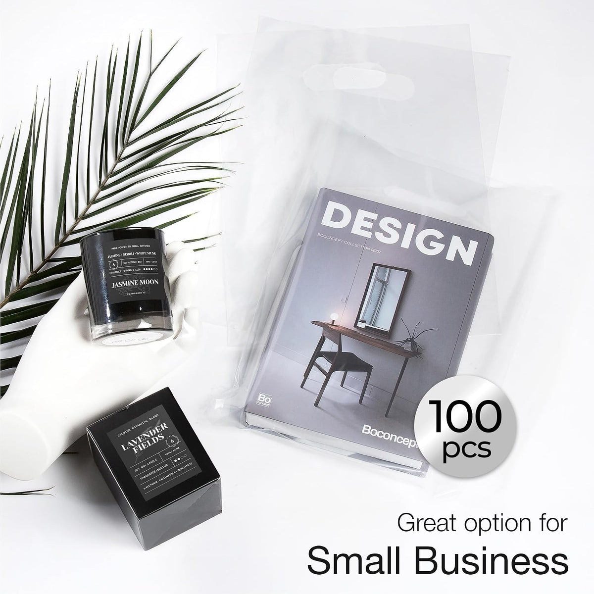 100 Clear Plastic Bags With Handles 9x12 Merchandise Bags